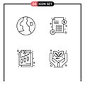 Line Pack of 4 Universal Symbols of earth, money, loan, analysis, eco Royalty Free Stock Photo
