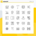 Line Pack of 25 Universal Symbols of share, distribute, share, study, computer