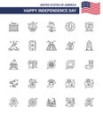 Line Pack of 25 USA Independence Day Symbols of american; celebration; cake; bird; plent