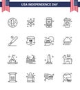 Line Pack of 16 USA Independence Day Symbols of baseball; drink; cell; cola; phone