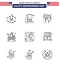 Line Pack of 9 USA Independence Day Symbols of flag; white; bloons; usa; house