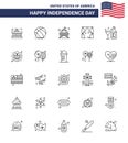 Line Pack of 25 USA Independence Day Symbols of wine; usa; house; theatre; entertainment