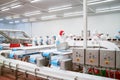 Line packing meat products, meat factory.Food Convenience food