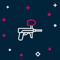 Line Paintball gun icon isolated on blue background. Colorful outline concept. Vector