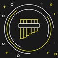 Line Pan flute icon isolated on black background. Traditional peruvian musical instrument. Folk instrument from Peru Royalty Free Stock Photo