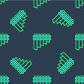 Line Pan flute icon isolated seamless pattern on blue background. Traditional peruvian musical instrument. Zampona. Folk Royalty Free Stock Photo