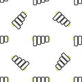 Line Pan flute icon isolated seamless pattern on white background. Traditional peruvian musical instrument. Folk Royalty Free Stock Photo