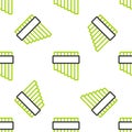 Line Pan flute icon isolated seamless pattern on white background. Traditional peruvian musical instrument. Zampona Royalty Free Stock Photo