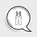 Line Pants with suspenders icon isolated on grey background. Colorful outline concept. Vector