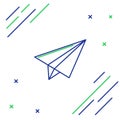 Line Paper airplane icon isolated on white background. Colorful outline concept. Vector Royalty Free Stock Photo