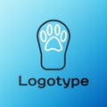 Line Paw Print Icon Isolated On Blue Background. Dog Or Cat Paw Print. Animal Track. Colorful Outline Concept. Vector