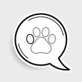 Line Paw Print Icon Isolated On Grey Background. Dog Or Cat Paw Print. Animal Track. Colorful Outline Concept. Vector