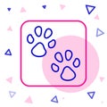 Line Paw Print Icon Isolated On White Background. Dog Or Cat Paw Print. Animal Track. Colorful Outline Concept. Vector