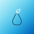 Line Pear icon isolated on blue background. Fruit with leaf symbol. Colorful outline concept. Vector