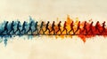 A line of people running, transitioning from cool to warm colors Royalty Free Stock Photo