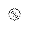 Line percent badge icon on white background