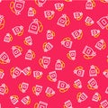 Line Perfume icon isolated seamless pattern on red background. Vector