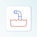 Line Periscope in the waves above the water icon isolated on white background. Colorful outline concept. Vector