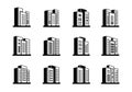 Line perspective icons buildings and company set, Vector bank and office collection on white background Royalty Free Stock Photo