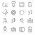 Line photography equipment icons