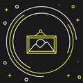 Line Picture landscape icon isolated on black background. Colorful outline concept. Vector