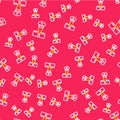 Line Pilot icon isolated seamless pattern on red background. Vector