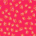 Line Pinata icon isolated seamless pattern on red background. Mexican traditional birthday toy. Vector