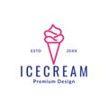 Line pink ice cream cone logo design vector graphic symbol icon illustration creative idea
