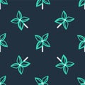 Line Pinwheel icon isolated seamless pattern on black background. Windmill toy icon. Vector Royalty Free Stock Photo