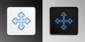 Line Pixel arrows in four directions icon isolated on grey background. Cursor move sign. Colorful outline concept