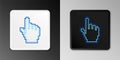 Line Pixel hand cursor icon isolated on grey background. Pointer hand cursor. Colorful outline concept. Vector Royalty Free Stock Photo