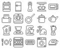 Line pixel kitchen icons