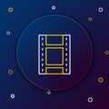 Line Play Video icon isolated on blue background. Film strip sign. Colorful outline concept. Vector