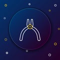 Line Pliers tool icon isolated on blue background. Pliers work industry mechanical plumbing tool. Colorful outline