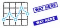 Line Plot Mosaic and Grunge Rectangle Way Here Watermarks Royalty Free Stock Photo