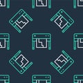 Line Plotter icon isolated seamless pattern on black background. Large format multifunction printer. Polygraphy Royalty Free Stock Photo