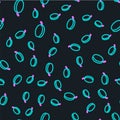 Line Plum fruit icon isolated seamless pattern on black background. Vector. Illustration Royalty Free Stock Photo