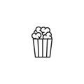 Line popcorn black icon on white background