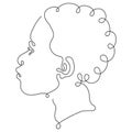 Line portrait of afroamerican woman. One line face. Abstract portrait. Black history month illustration