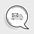 Line Post truck icon isolated on grey background. Mail car. Vehicle truck transport with envelope or letter. Colorful Royalty Free Stock Photo