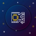 Line Printed circuit board PCB icon isolated on blue background. Colorful outline concept. Vector Royalty Free Stock Photo