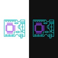 Line Printed circuit board PCB icon isolated on white and black background. Colorful outline concept. Vector Royalty Free Stock Photo