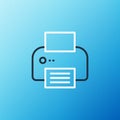 Line Printer icon isolated on blue background. Colorful outline concept. Vector