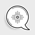 Line Processor icon isolated on grey background. CPU, central processing unit, microchip, microcircuit, computer Royalty Free Stock Photo