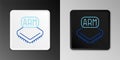 Line Processor icon isolated on grey background. CPU, central processing unit, microchip, microcircuit, computer Royalty Free Stock Photo