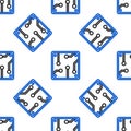 Line Processor icon isolated seamless pattern on white background. CPU, central processing unit, microchip, microcircuit Royalty Free Stock Photo