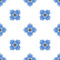 Line Processor icon isolated seamless pattern on white background. CPU, central processing unit, microchip, microcircuit Royalty Free Stock Photo