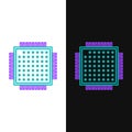 Line Processor icon isolated on white and black background. CPU, central processing unit, microchip, microcircuit Royalty Free Stock Photo