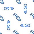 Line Prosthesis hand icon isolated seamless pattern on white background. Futuristic concept of bionic arm, robotic