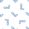 Line Prosthesis leg icon isolated seamless pattern on white background. Futuristic concept of bionic leg, robotic